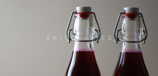 ボトルに詰めた赤紫蘇ジュース