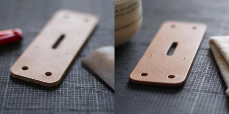 コバを仕上げる前と後