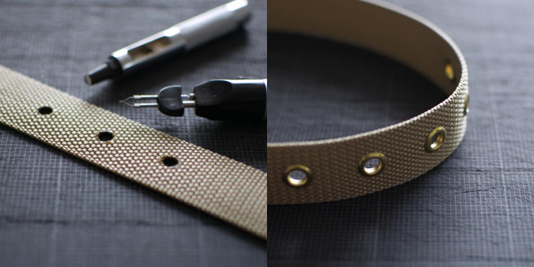 ナイロンテープにハトメを付ける