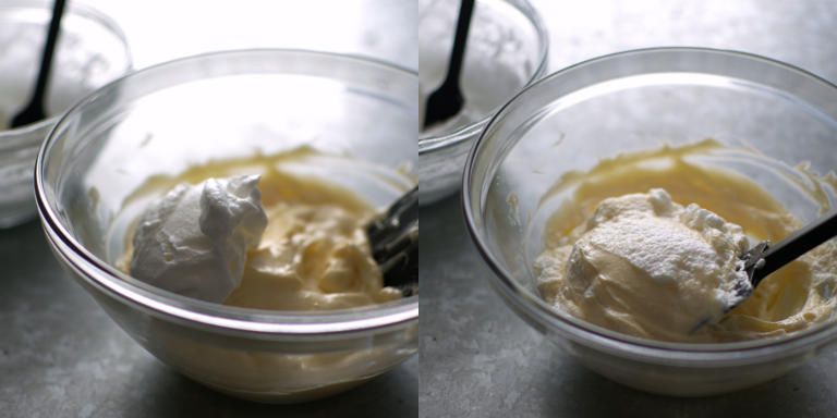 ボウルにメレンゲを混ぜる